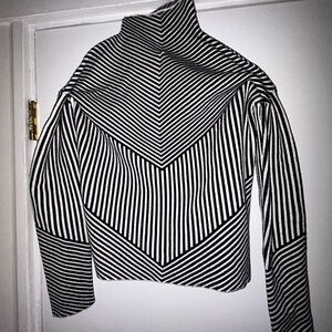 Tahari Monochrome Striped Sweatshirt